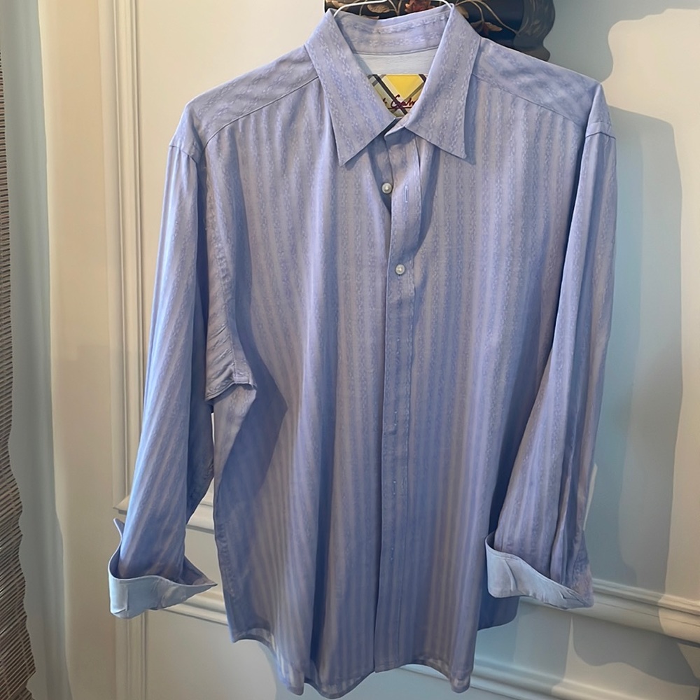 Robert Graham Men’s Blue Long Sleeve Button Down Dress Shirt Size XL